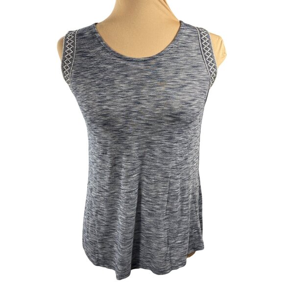 W5 Antropologie Tank Top Woven Trim Blue XS Extra Small - Picture 1 of 6